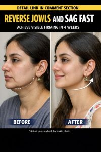 # Reverse Sagging Jawline Naturally in Weeks
## Introduction
The image clearly shows a classic case of developing jowls and sagging along the jawline, where the skin appears loose and less defined in the “before” phase, while the “after” demonstrates a firmer, lifted contour. This condition is primarily caused by collagen depletion, reduced elastin, fat redistribution, and weakening of facial muscles with age.
A sagging jawline not only affects facial symmetry but can also make a person appear older than their actual age. The good news is that with consistent natural care, targeted facial stimulation, and proper nutrition, you can significantly improve firmness and redefine the jawline without invasive procedures.
---
## Specific Remedies
### Remedy 1: For Oily Skin
**Ingredients:**
* 1 tablespoon multani mitti
* 1 teaspoon aloe vera gel
* 1 teaspoon cucumber juice
* ½ teaspoon lemon juice
* 1 teaspoon rose water
* 1 pinch turmeric
#### The Science Behind It
Multani mitti tightens skin by absorbing excess sebum and improving pore structure. Aloe vera stimulates fibroblast activity, enhancing collagen synthesis. Cucumber provides silica, essential for skin elasticity. Lemon juice contains citric acid that promotes gentle exfoliation and skin tightening. Rose water tones the skin, while turmeric reduces inflammation and oxidative stress that accelerate sagging.
#### Procedure
Mix all ingredients into a smooth paste. Apply along the jawline and neck using upward strokes. Leave for 12–15 minutes and rinse with cool water.
#### How Often to Apply
Use 3–4 times weekly for 14 days.
#### Initial Results
Within 2–3 days, the skin feels tighter and less oily, with improved jawline definition.
---
### Remedy 2: For Dry Skin
**Ingredients:**
* 1 tablespoon mashed avocado
* 1 teaspoon olive oil
* 1 teaspoon honey
* 1 tablespoon milk cream
* ½ teaspoon sandalwood powder
* 2 drops vitamin E oil
#### The Science Behind It
Avocado is rich in essential fatty acids that restore elasticity. Olive oil and vitamin E provide antioxidants that protect collagen fibers from breakdown. Honey acts as a humectant, locking in moisture. Milk cream nourishes deeply and improves skin thickness. Sandalwood soothes and improves tone.
#### Procedure
Mix into a creamy paste and massage upward along the jawline for 5 minutes. Leave for 15 minutes before rinsing.
#### How Often to Apply
Apply 3 times per week for 2–3 weeks.
#### Initial Results
Skin feels plumper and more elastic within 2–3 days, reducing the appearance of sagging.
---
### Remedy 3: For Combination Skin
**Ingredients:**
* 1 tablespoon yogurt
* 1 teaspoon honey
* 1 teaspoon oatmeal powder
* 1 teaspoon aloe vera gel
* ½ teaspoon turmeric
* 1 teaspoon cucumber juice
#### The Science Behind It
Yogurt’s lactic acid exfoliates and stimulates cell renewal. Honey hydrates without clogging pores. Oatmeal balances oil and removes impurities. Aloe vera enhances collagen production. Turmeric reduces inflammation, and cucumber improves hydration and elasticity.
#### Procedure
Apply evenly with focus on sagging areas. Leave for 15 minutes and rinse.
#### How Often to Apply
Use 3–4 times weekly for 14 days.
#### Initial Results
Within a few days, skin texture improves and appears firmer and more balanced.
---
### Remedy 4: For Sensitive Skin
**Ingredients:**
* 2 tablespoons aloe vera gel
* 1 teaspoon chamomile tea
* 1 teaspoon honey
* ½ teaspoon rice flour
* 2 drops coconut oil
* 1 drop lavender oil (optional)
#### The Science Behind It
Aloe vera reduces inflammation and promotes healing. Chamomile contains flavonoids that calm irritation. Honey supports the skin barrier. Rice flour provides gentle exfoliation. Coconut oil improves lipid barrier strength, while lavender oil offers mild soothing effects.
#### Procedure
Mix gently and apply a thin layer. Leave for 10–12 minutes and rinse with cool water.
#### How Often to Apply
Use 2–3 times weekly.
#### Initial Results
Skin feels calmer, smoother, and slightly tighter within 1–2 days.
---
### Remedy 5: For Normal Skin
**Ingredients:**
* 1 tablespoon papaya pulp
* 1 teaspoon honey
* 1 teaspoon yogurt
* ½ teaspoon turmeric
* 1 teaspoon rose water
* 2 drops almond oil
#### The Science Behind It
Papaya enzymes enhance exfoliation and skin renewal. Honey hydrates and smoothens. Yogurt boosts cell turnover. Turmeric improves tone and reduces oxidative damage. Rose water tightens pores, and almond oil provides vitamin E for elasticity.
#### Procedure
Apply evenly and massage upward. Leave for 15 minutes and rinse.
#### How Often to Apply
Apply every alternate day for 2 weeks.
#### Initial Results
Within 2–3 days, skin appears brighter, smoother, and slightly lifted.
---
## Targeted Exercise Routine
### 1. Jawline Lift Exercise
* Tilt your head upward
* Push your lower jaw forward
* Hold for 10 seconds
* Repeat 12–15 times
**Mechanism:** Strengthens platysma muscle, tightening loose skin under the chin.
---
### 2. Neck Tightening Stretch
* Sit upright and look straight
* Slowly tilt head backward
* Hold for 10 seconds
* Repeat 10 times
**Mechanism:** Improves elasticity and reduces sagging in neck and jaw area.
---
### 3. Cheek Lift Exercise
* Smile widely without showing teeth
* Place fingers on cheeks and lift upward
* Hold for 10 seconds
* Repeat 12 times
**Mechanism:** Activates cheek muscles, improving facial contour.
---
### 4. Tongue Press Exercise
* Press tongue firmly against the roof of the mouth
* Tilt head upward
* Hold for 10 seconds
* Repeat 10–12 times
**Mechanism:** Tightens muscles beneath the chin and improves jawline definition.
---
## Targeted Diet Plan for Healing
### Vegetarian Diet Plan
* Spinach and kale for collagen support
* Carrots for vitamin A
* Almonds and walnuts for healthy fats
* Lentils and chickpeas for protein
* Flaxseeds for omega-3
* Citrus fruits for vitamin C
### Non-Vegetarian Diet Plan
* Salmon and mackerel for omega-3
* Eggs for protein and biotin
* Chicken for tissue repair
* Bone broth for collagen
* Tuna for zinc
* Yogurt for gut health
### Diabetic-Friendly Diet Plan
* Bitter gourd
* Whole grains like oats and quinoa
* Leafy greens
* Nuts in moderation
* Berries
* Unsweetened yogurt
### Heart Patient-Friendly Diet Plan
* Oats for cholesterol control
* Olive oil
* Avocados
* Leafy greens
* Fatty fish
* Berries
---
## Final Tips & Conclusion
Consistency is key when addressing sagging skin naturally. Always apply remedies using upward strokes to support lifting. Stay hydrated, as dehydration worsens skin laxity. Ensure adequate sleep to support collagen repair. Avoid smoking and excessive sun exposure, as both accelerate skin aging.
### Summary
Natural remedies combined with facial exercises and a nutrient-rich diet help improve collagen production, strengthen facial muscles, and restore jawline definition.
### Timeline
Follow this routine consistently for at least 3–4 weeks to observe visible tightening and improved contour.
### Mandatory Medical Disclaimer
If the problem persists after this period, you must see a certified doctor or healthcare professional.