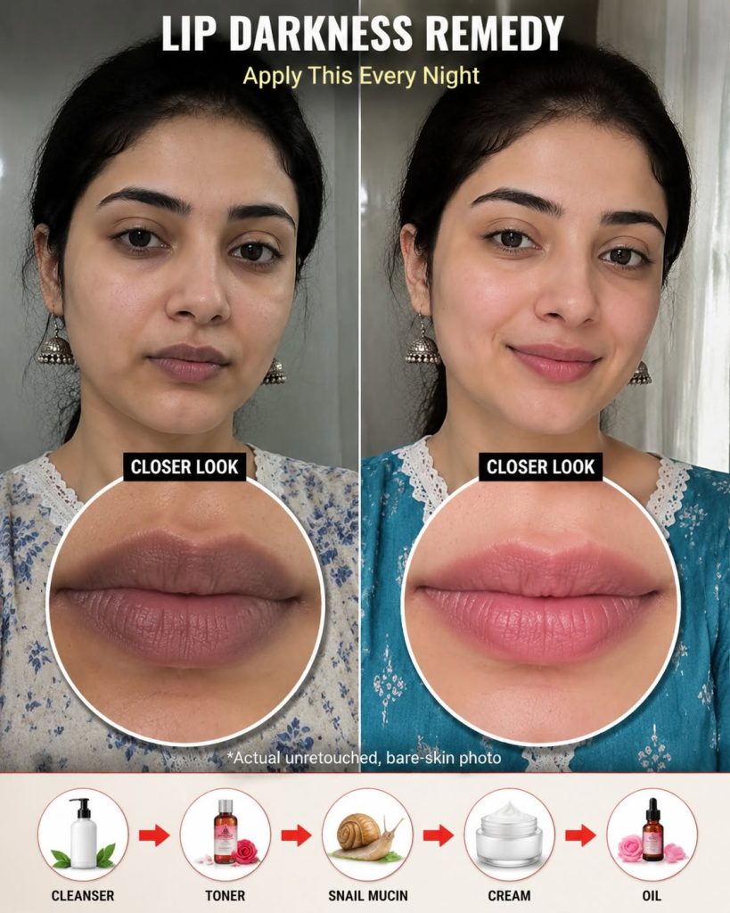 Lip Darkness Remedy Using the Ingredients Shown in the Image