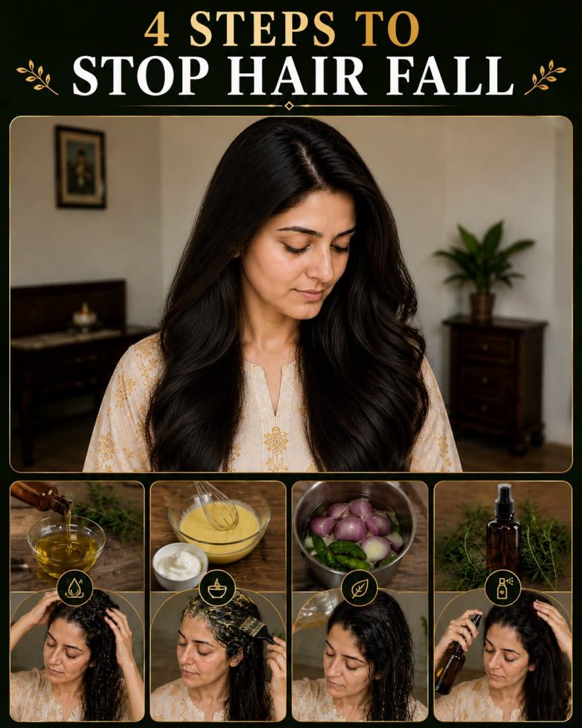 4 Steps to Stop Hair Fall Naturally