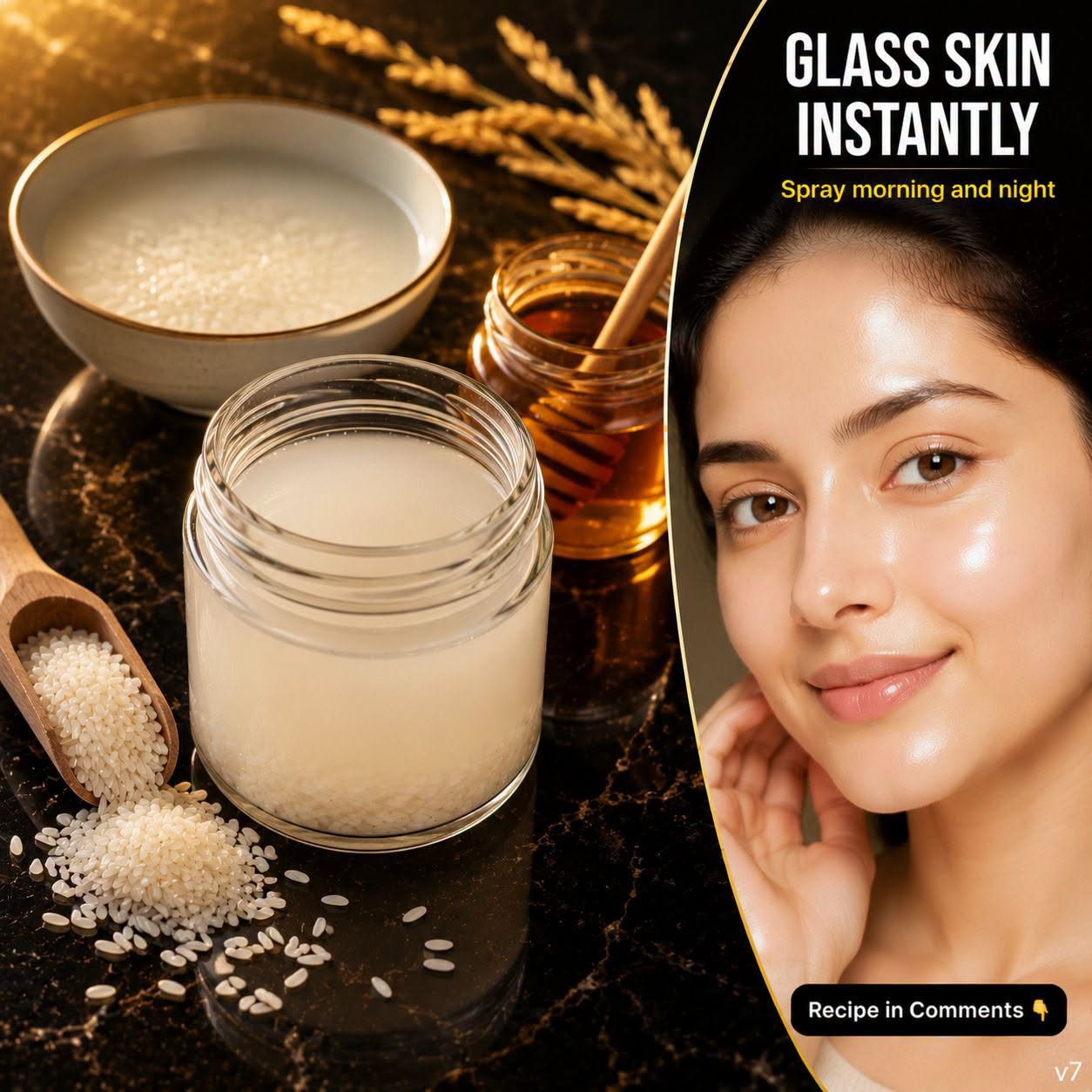 Glass Skin Naturally with Rice Water Spray: A Simple Morning and Night Routine for Healthy, Glowing Skin